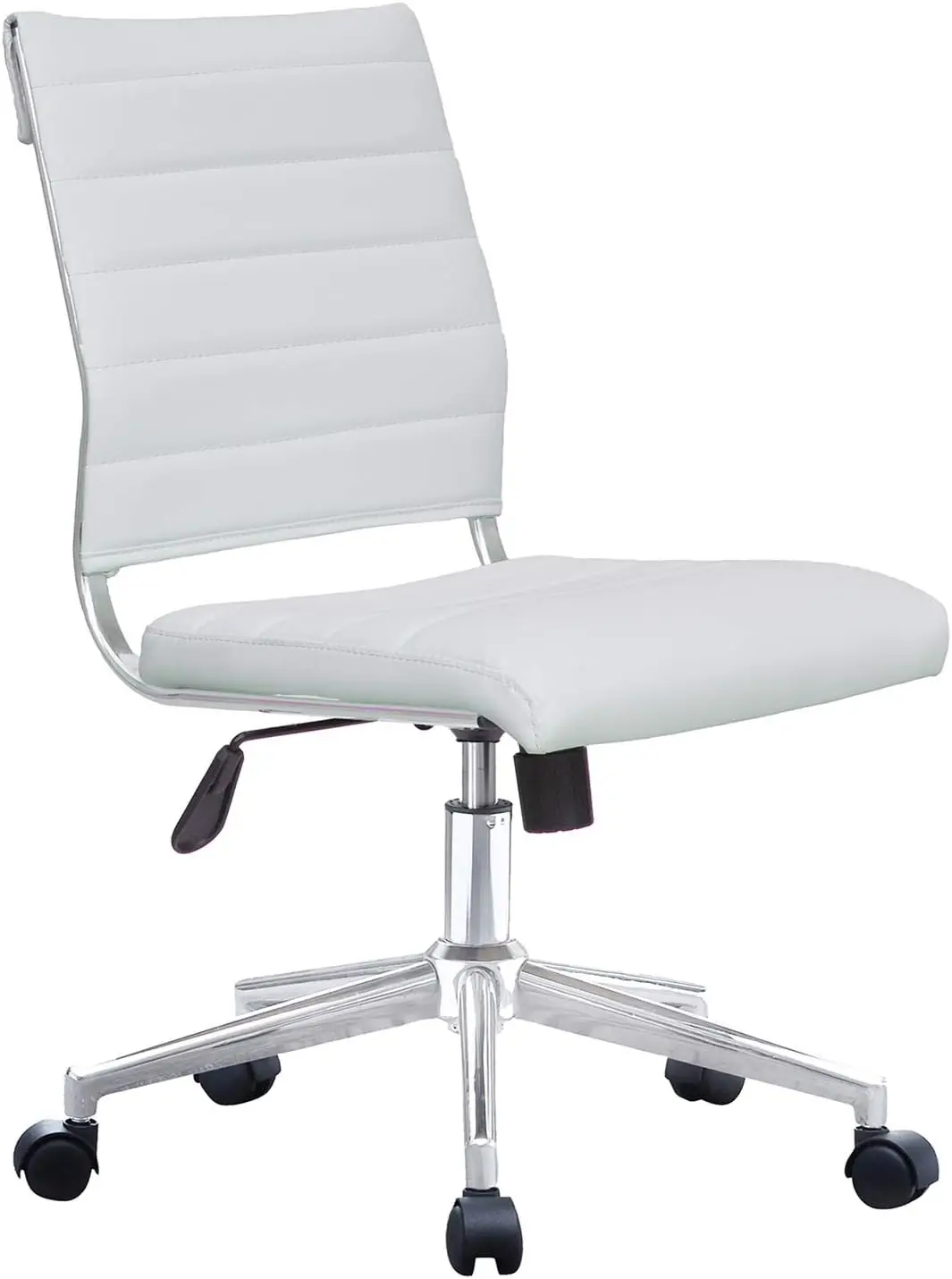 كرسي مكتب حديث متوسط الظهر مضلع من جلد البولي يوريثان بدون ذراع كرسي مهام للمؤتمرات مع إمالة دوارة وارتفاع قابل للتعديل Pa
