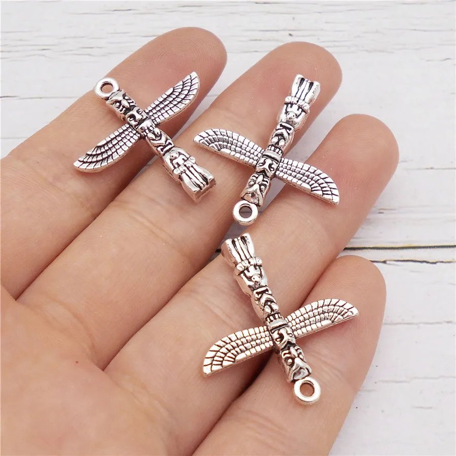 Julie Wang 10PCS Cross Charms Maya Totem Stone Column Pattern Crucifix Pendant Necklace Bracelet Jewelry Making Accessory