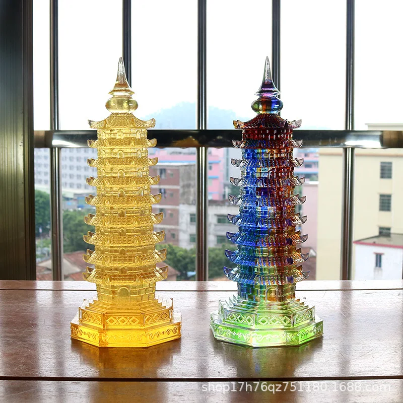 Traditional Nine-Tier Wenchang Pagoda Home College Entrance Exam Gift Office Study Room Top Scorers Ornament Glazed Craft