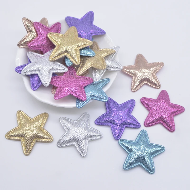 50Pcs 35mm Padded Star Appliques for Baby Crafts Clothes Sewing Patches DIY Headwear Bow Hair Clips Decor Accessories