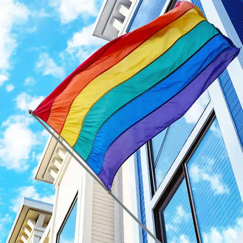 

Stitched Rainbow Flag LGBT Pride Banner Gay Pride 90x150cm Waterproof Durable Oxford Fabric Brass Grommets For Indoor Outdoor