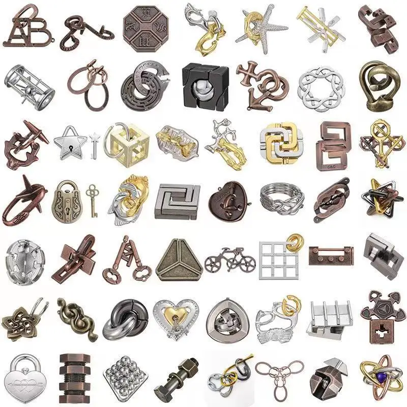 مجموعة قفل لوبان من سلسلة متاهة الذكاء قفل كونغ مينغ من سبيكة Douyin قفل ذهبي سحري، مفتاح المستوى 10 فتح المعدن