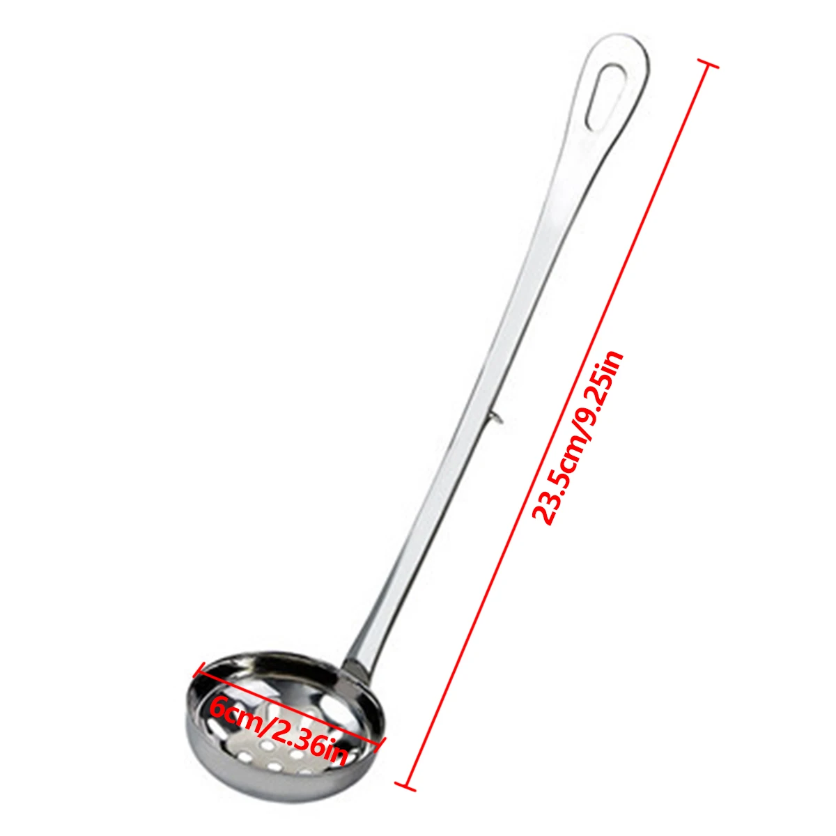 6cm Stainless Steel Long Handle Household Hot Pot Spoon With Hook Wall Mounted-1PCS