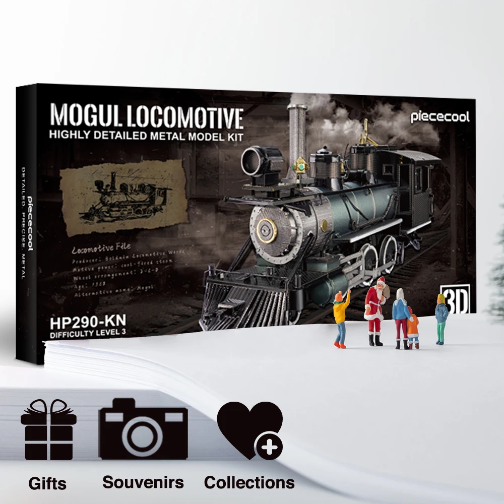 Piececool Model Building Kits Mogul Locomotive Puzzle 3D Metal Jigsaw Creative Toys for Teens Birthday Gifts