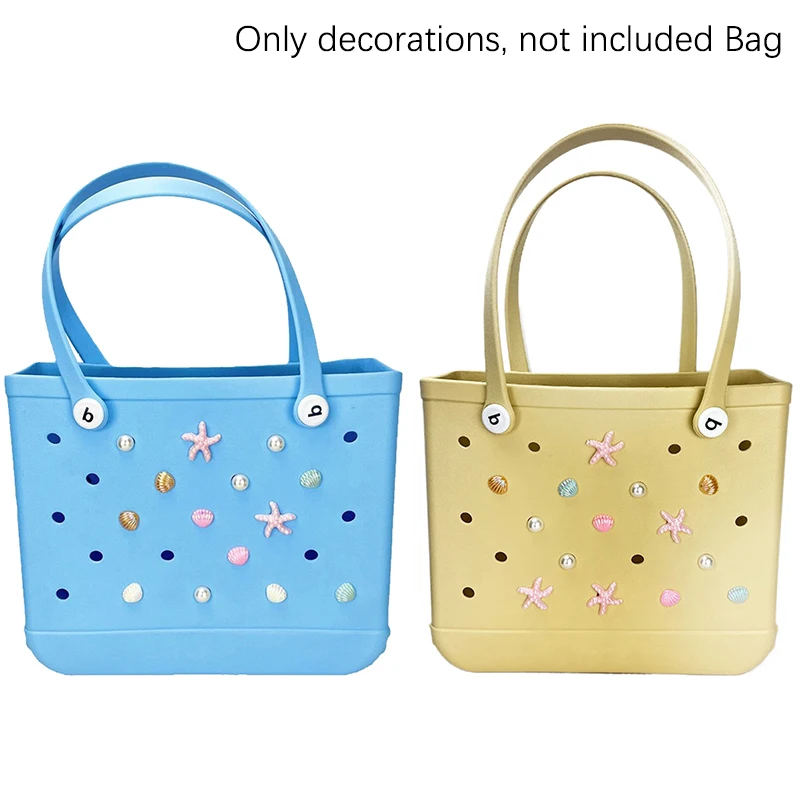 Waterproof Beach Totes Bags Decoração, encantos DIY para Hobg, Acessórios para bolsas, ornamentos Starfish Shell, 14pcs