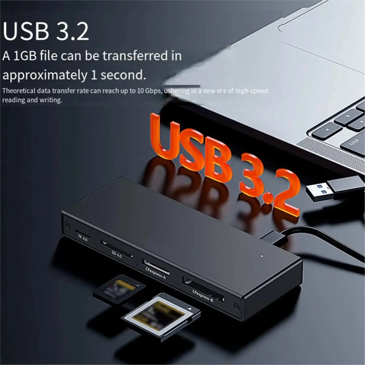 N94R USB 3.2 Camera Memory Card Reader, 10Gbps High-Speed Multi-Card Reader Hub,Portable USB Adapter for Photo Video Transfer