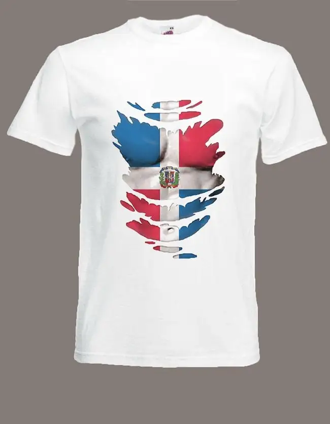 

Футболка с флагом Доминикана увидимся мышцами через рваную Доминика в всех размерах