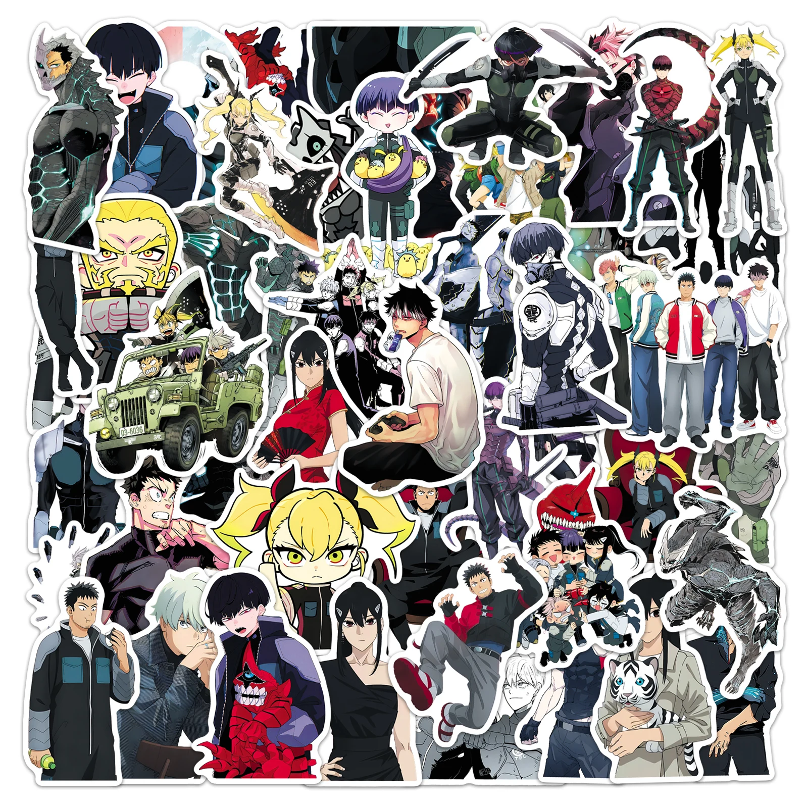 50Pcs Cartoon Kaiju No. 8 Waterproof Sticker Skateboarding Retro Home Decal Sticker
