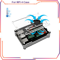 Raspberry Pi 4 Model B Case Transparent Box Cooling Fan Matel Cover for Raspbberry Pi 4 Case RPI100