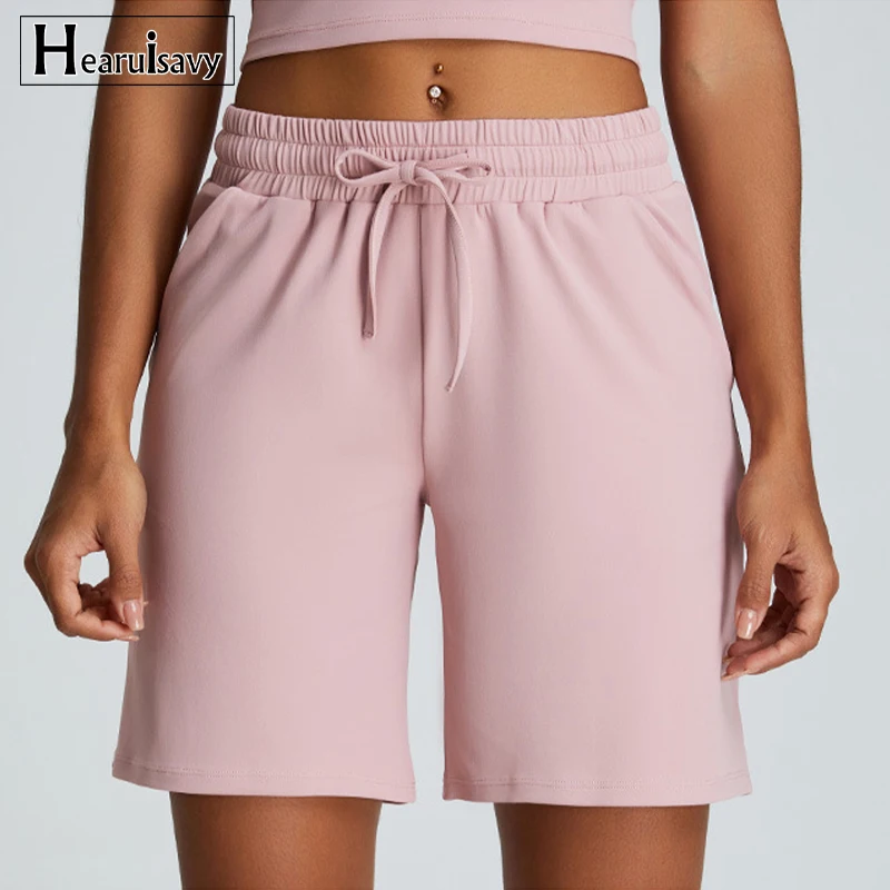 

Summer Casual Shorts Sports Stretchy Women Straight Leg Breathable Five-Point Sweatshorts Female Loose Outer Wear Pants