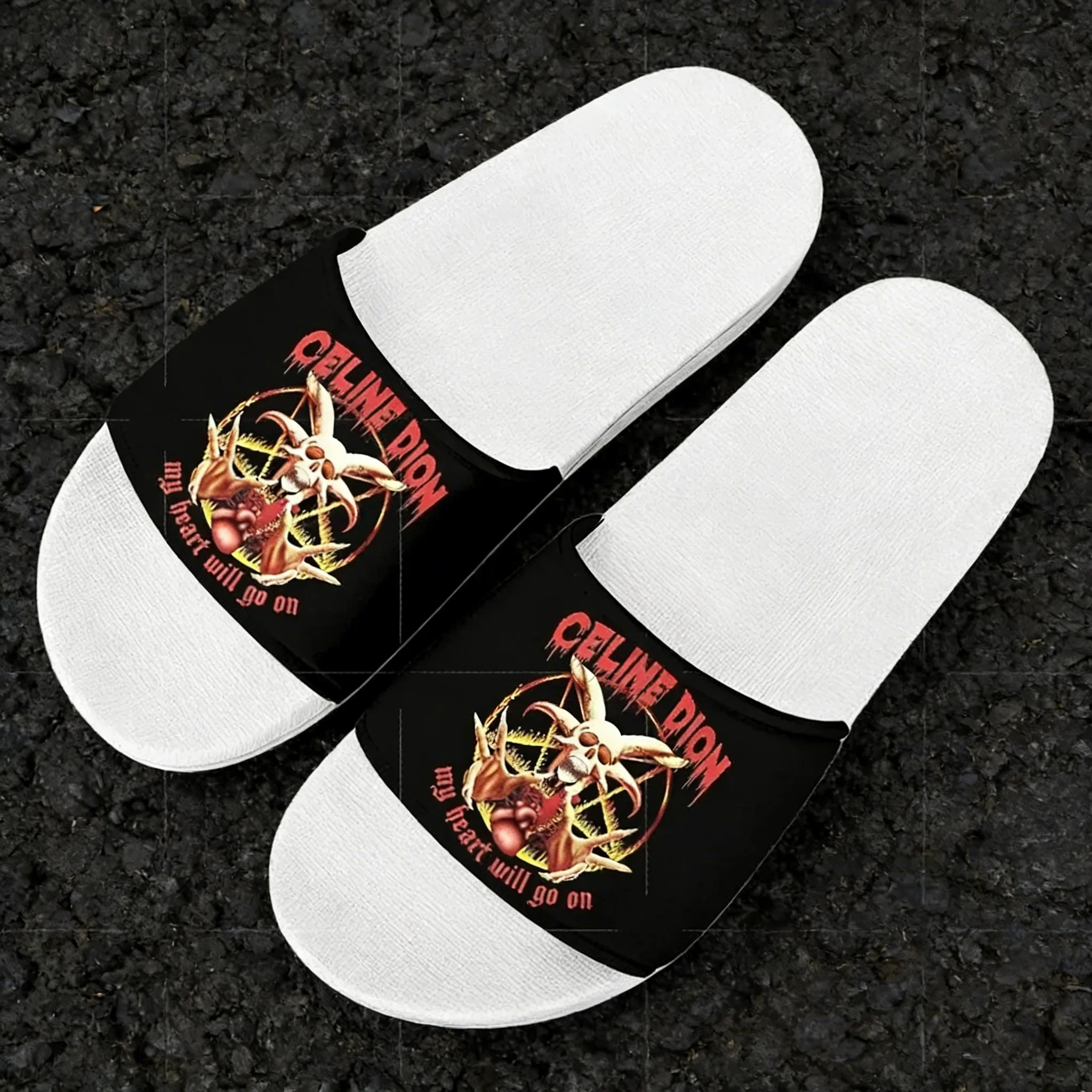 Celine Dion My Heart Will Go On - Sandalias de verano personalizadas para hombre, mujer y adolescente, ideales para la playa y la piscina, pantuflas de agua para el hogar.