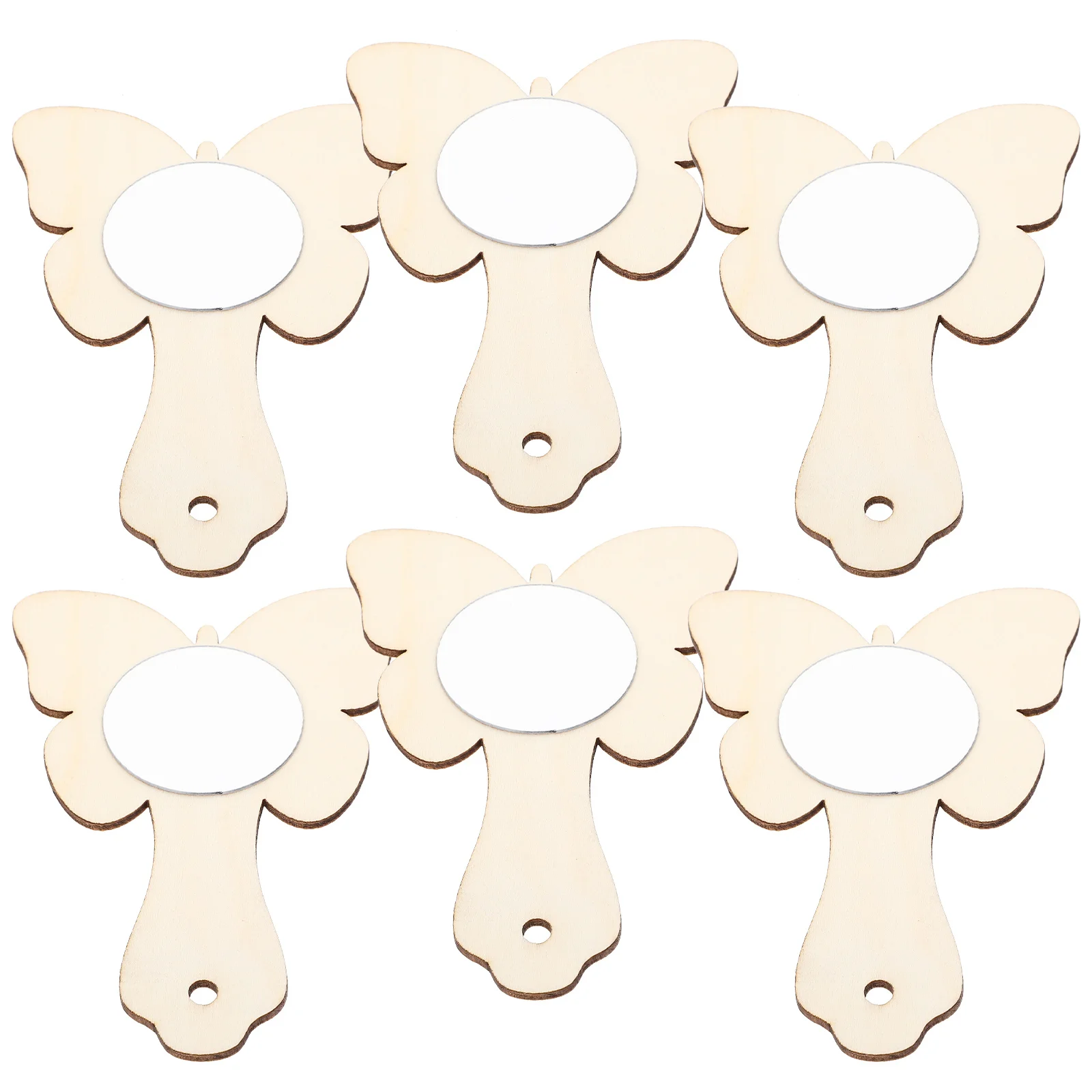 

10Pcs Handheld Mirrors Wooden DIY Unpainted Craft Mirrors for Painting Decoration Small Wooden Mirror Unfinished Hand Mirror