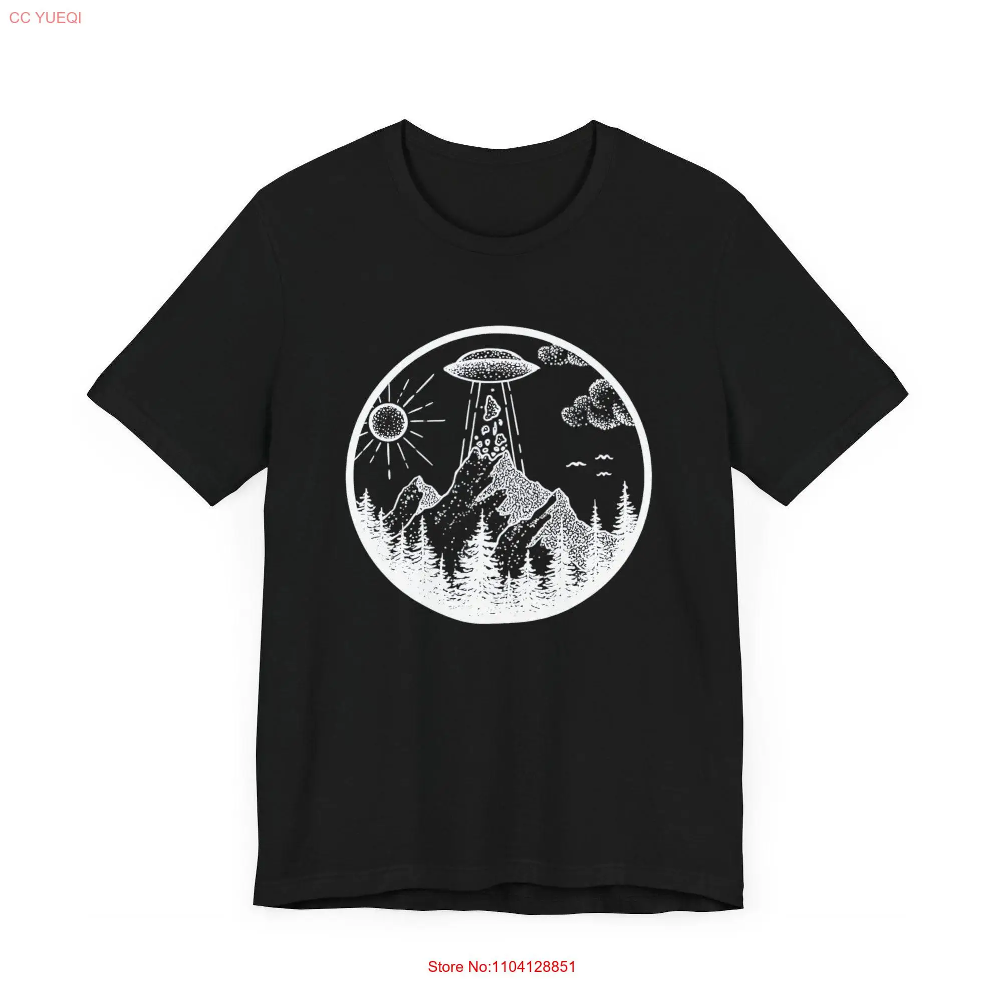 Alien UFO Shooting A Mountain T shirt Sci fi Outer Space for Enthusiasts long or short sleeves