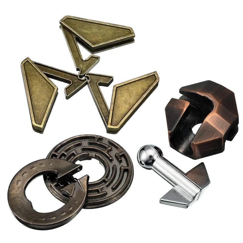 Ensemble de 3 pièces de qi magique difficile, casse-tête en métal, solutions de défi mental, déverrouillage, jouets éducatifs imbriqués pour enfants