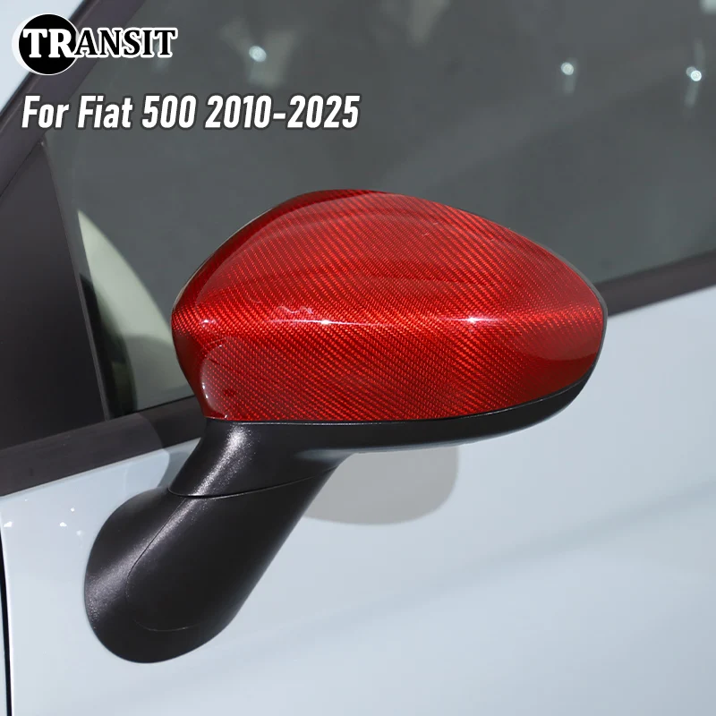 

For Fiat 500 2010-2025 Car Side Door Rea Rview Side Mirror Cover Cap carbon fiber car exterior modification accessories