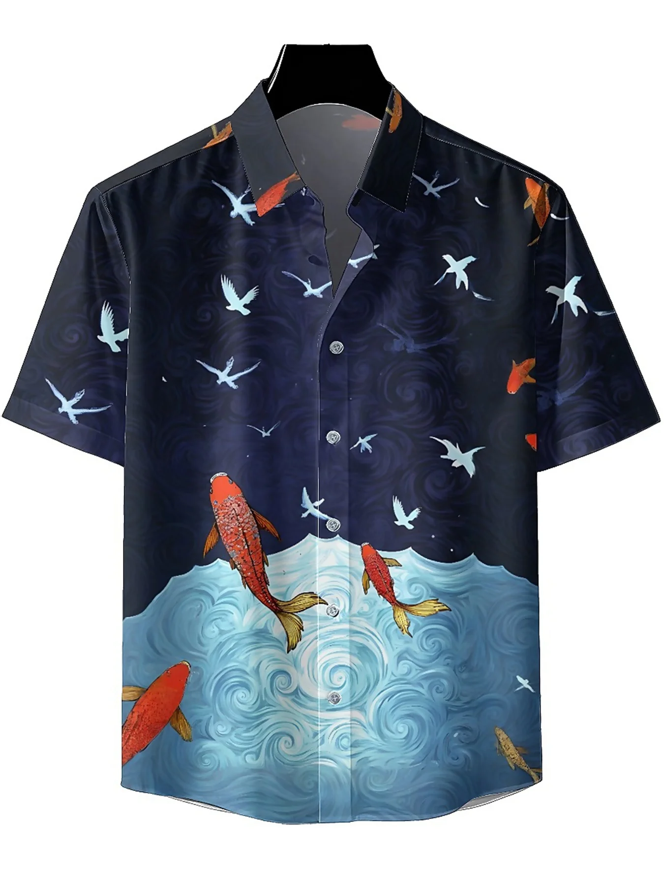 Men's Plus Size Hawaiian Shirts Dream Underwater World Pattern, Unisex Aloha Shirts,New in Summer Tops Tee,streetwear