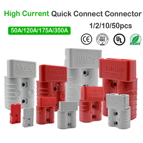 앤더슨 배터리 전원 커넥터 용 고전류 UPS 전동 지게차 용 50A 120A 175A 350A 600V 이중 극 커넥터 플러그