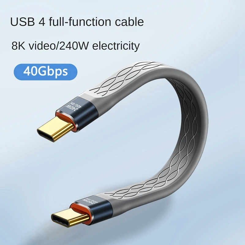 USB4 Data Cable 40Gbps USB C To Type C Short Cable PD 240W 8K 60Hz For Thunderbolt 3/4 Iphone 15 Pro Max SSD Power Bank