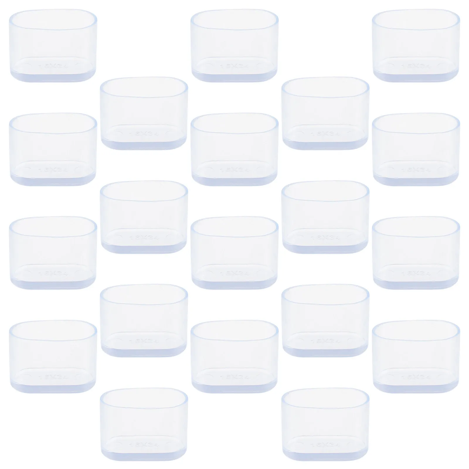 20Pcs Oval Chair Leg Caps Clear Plastic Furniture Floor Protectors Anti Noise Chair Foot Pads Non Slip Dining Office School