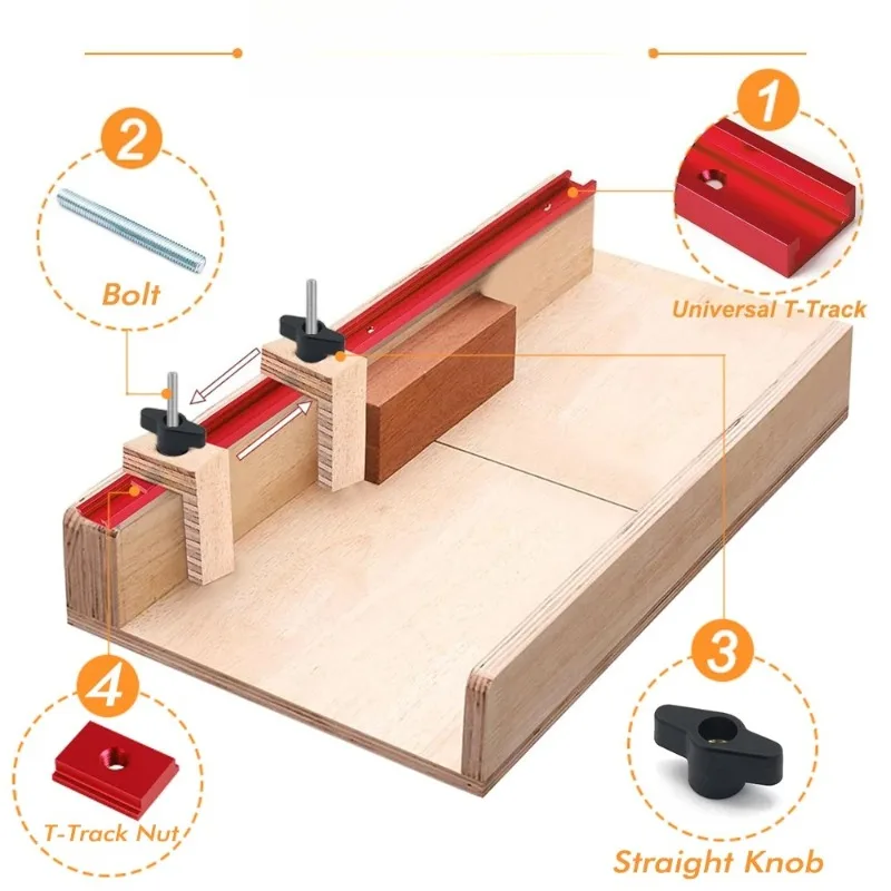 Woodworking 30# T-track Kit with Accessories Aluminum T-tracks Slot Miter Track for Router Table Workbench DIY Tools