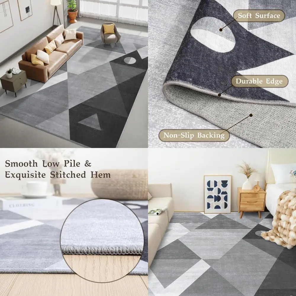

Geometric Patterned 4x6 Area Rug - Modern, Washable, Soft, Non-Slip, and Non-Shedding for Living Spaces and Bedrooms