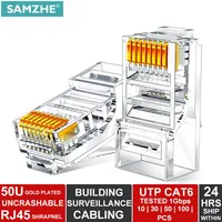 SAMZHE CAT6 UTP 50U RJ45 Modular Plug Connector 8P8C Crimp End Ethernet Cable Ethernet Connector