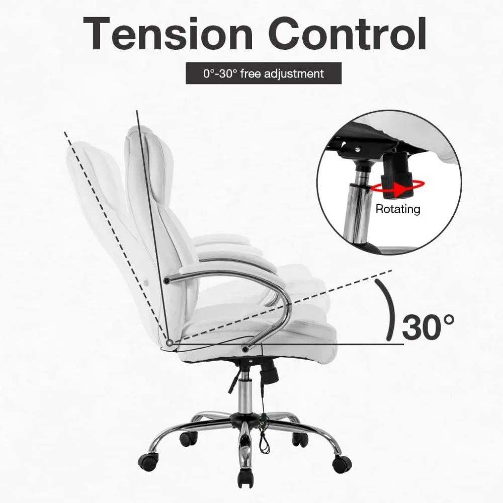 Office Chair Adjustable High Back Computer Chair PU Leather Massage Ergonomic Executive Task Rolling Swivel with Lumbar Support