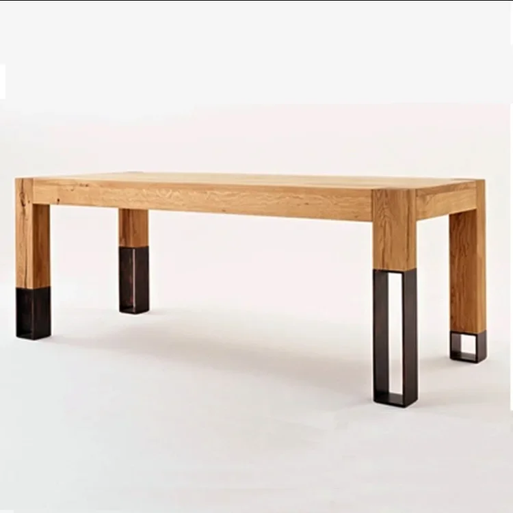 

Creative solid wood wrought iron combination industrial style restaurant Nordic log long table