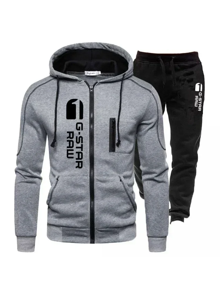 Herfst en winter 2025 Nieuwe herenjas met ritssluiting sportkledingset, outdoor jogging heren casual sweatshirt + broek 2-delige set - afbeelding 2