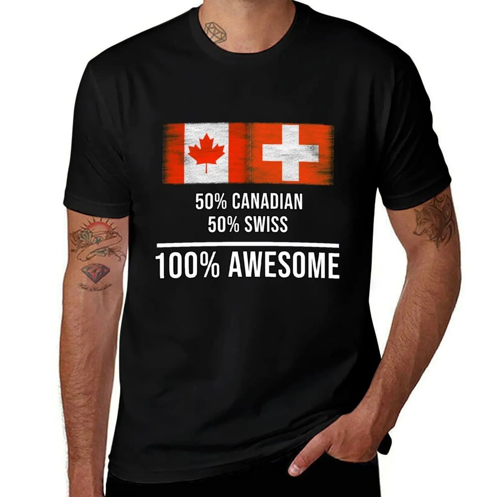 50% Canadian 50% Swiss 100% Awesome - Switzerland Flag Gift For Swiss T-Shirt Quick Dry Light Sports T-Shirt