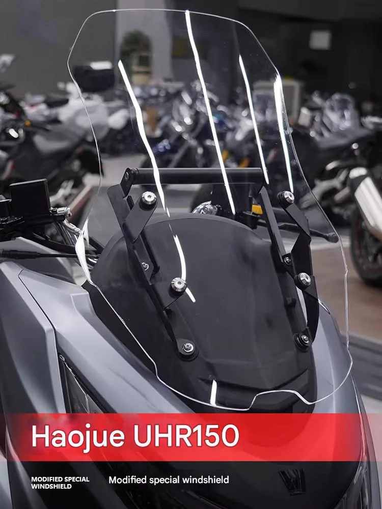 Dedicated Tall Windshield for Haojue UHR150, No Odometer Blocking, Comfortable Touring Scooter Parts