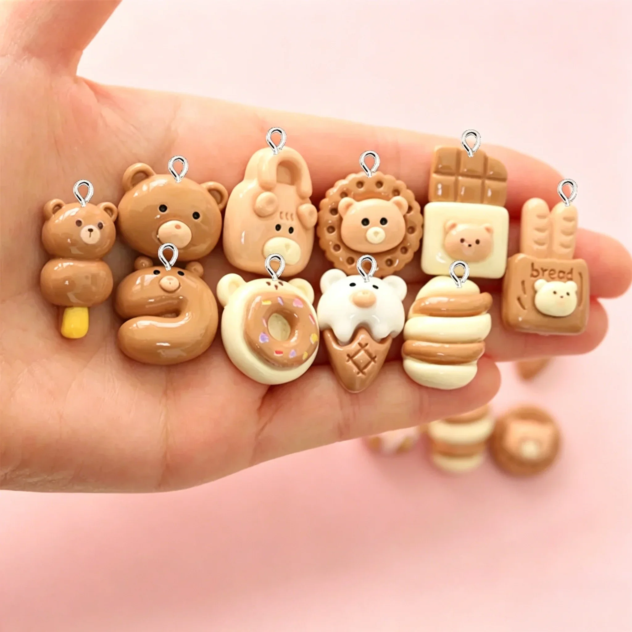 Resin Craft Supplies - 10Pcs Shiny Mini Brown Bread Flatback