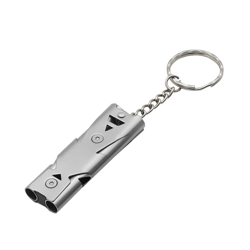 Double Pipe Whistle Pendant Keychain Portable Outdoor Survival Emergency Camping Tool