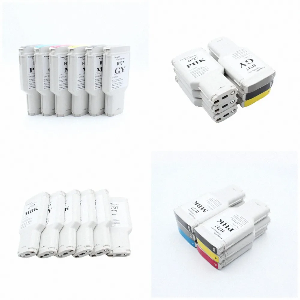 6 Colors For HP727 Empty Compatible ink cartridge with HP 727 Chip For HP DesignJet T920 T1500 T2500 T930 T1530 T2530 printer