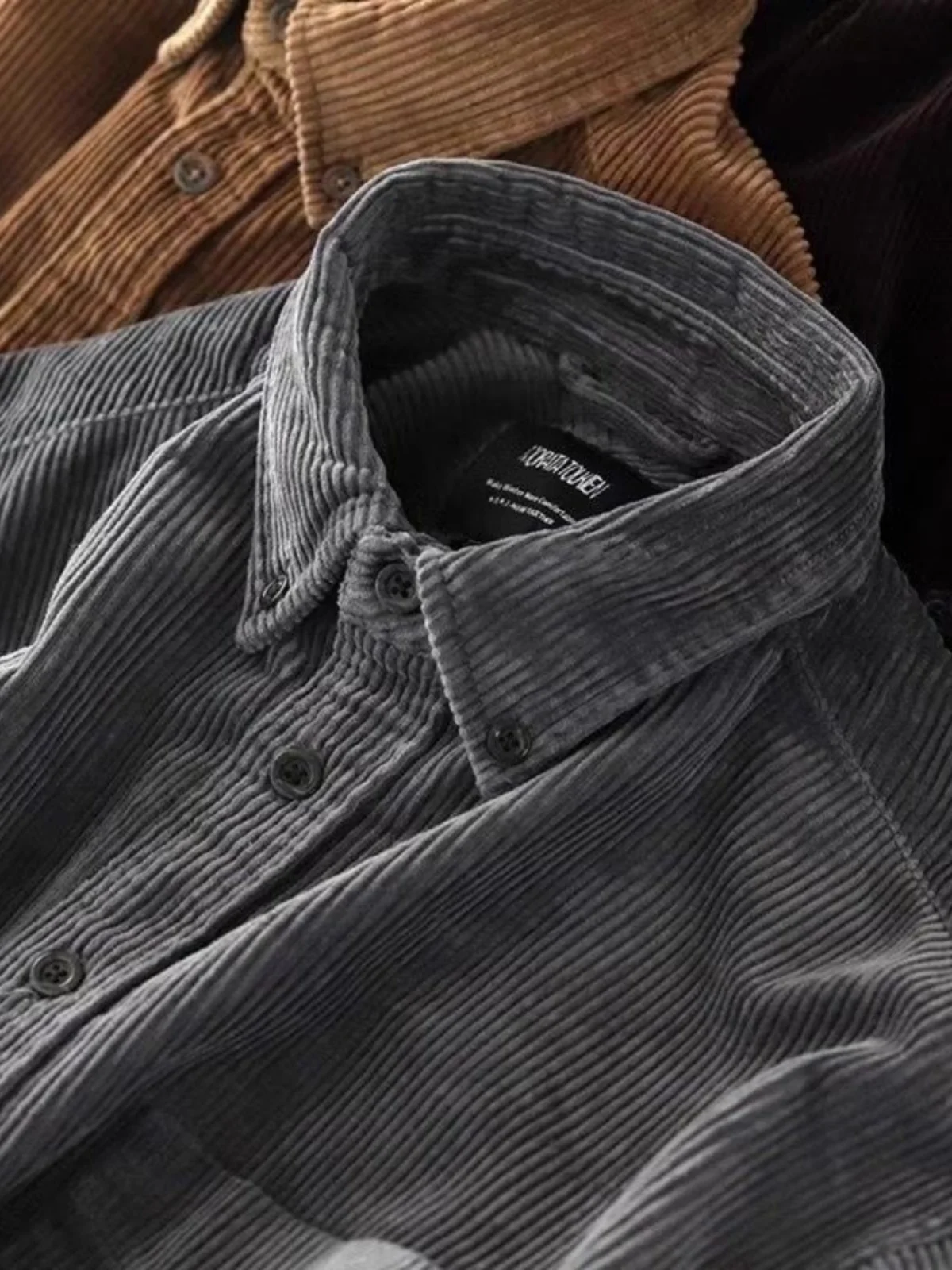 

Heavyweight Corduroy Long Sve irt Men's Casual Workwear Jaet Trendy Haome Top Faion Urban Sle Autumn Winter