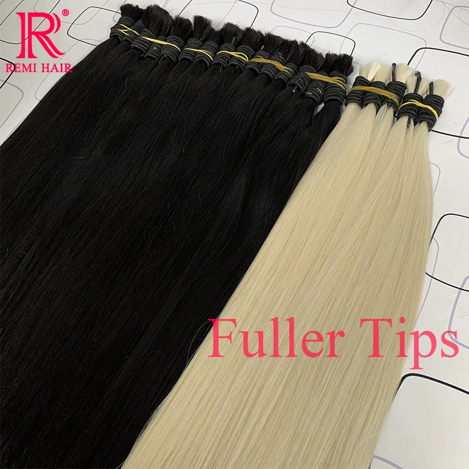 No Weft 100% Real Human Hair Bulk Honey Blond Hair Bundles Fuller Ends Vietnamese Virgin Hair Straight Weaving Hair for Braiding