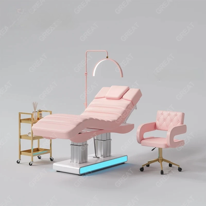 Lettino e lettino da massaggio per salone di lusso e resistente, lettino spa per clinica con trattamento elettrico reclinabile a 4 motori con illuminazione