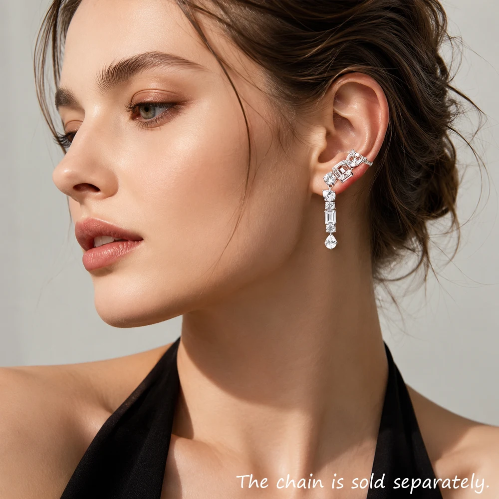 Glamouröser Einzelohr-Ohrstecker, Kletterer, Wassertropfen, europäischer Stil, feiner Schmuck für Frauen, romantisches Geschenk aus 925er Sterlingsilber – Detail 1