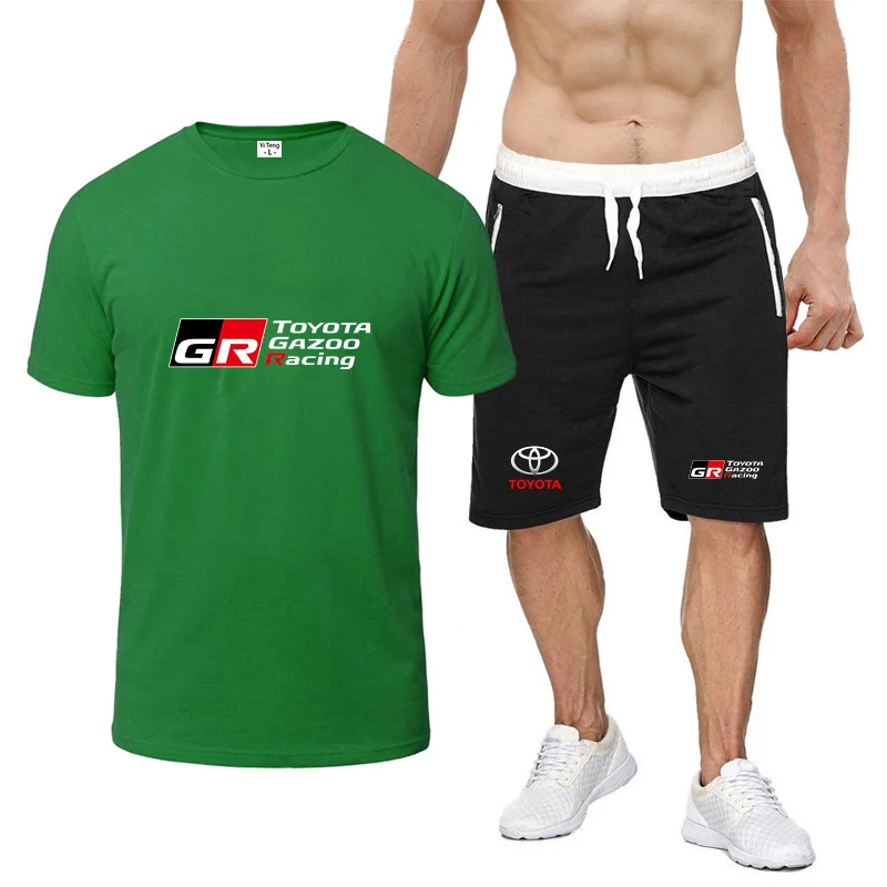 

Летний мужской костюм 2026 Toyota GR Racing: футболка с круглым вырезом и легкие брюки, однотонный, популярный, в стиле High Street
