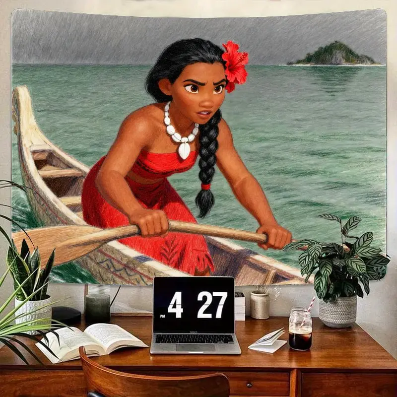 

1PC Disney Moana Rowing Tapestry, Modern Polyester Wall Art, Ocean Adventure Decor for Living Room Bedroom Gift for Fans