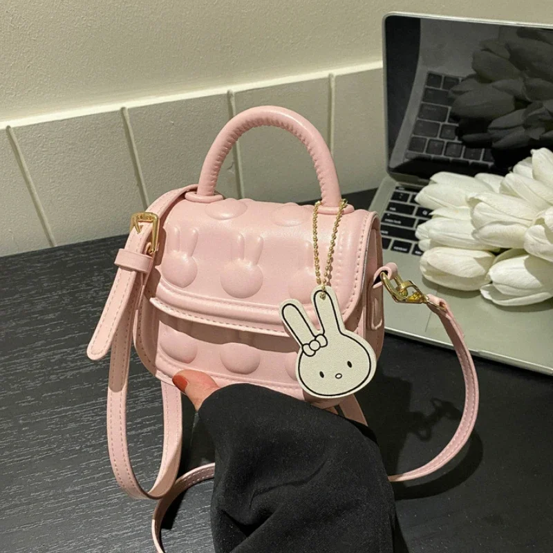 Mini sac à main en cuir PU pour enfants, petit sac carré, sac messager lapin mignon, sacs à bandoulière pour filles, sacs à main princesse