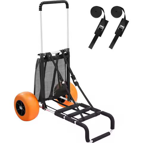 Adjustable Height Sand Cart with Large Wheels, 29.9'' x 15.4'' Deck, Holds 165lbs, Suitable for Beach and Heavy Duty Use