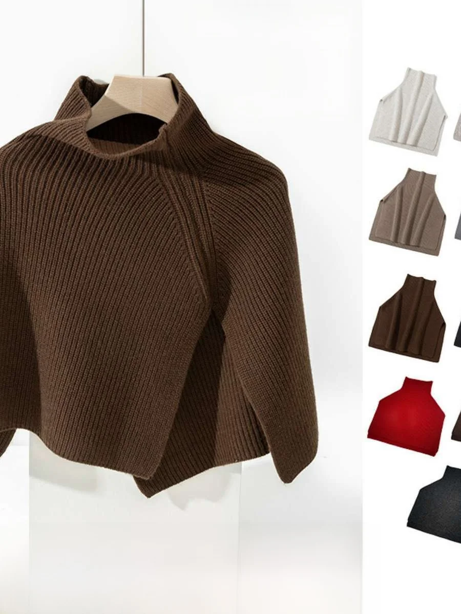 Echarpe-chale-en-tricot-a-col-haut-pour-l'automne-et-l'hiver-style-elegant-en-pure-laine-accessoire-polyvalent-et-chaud