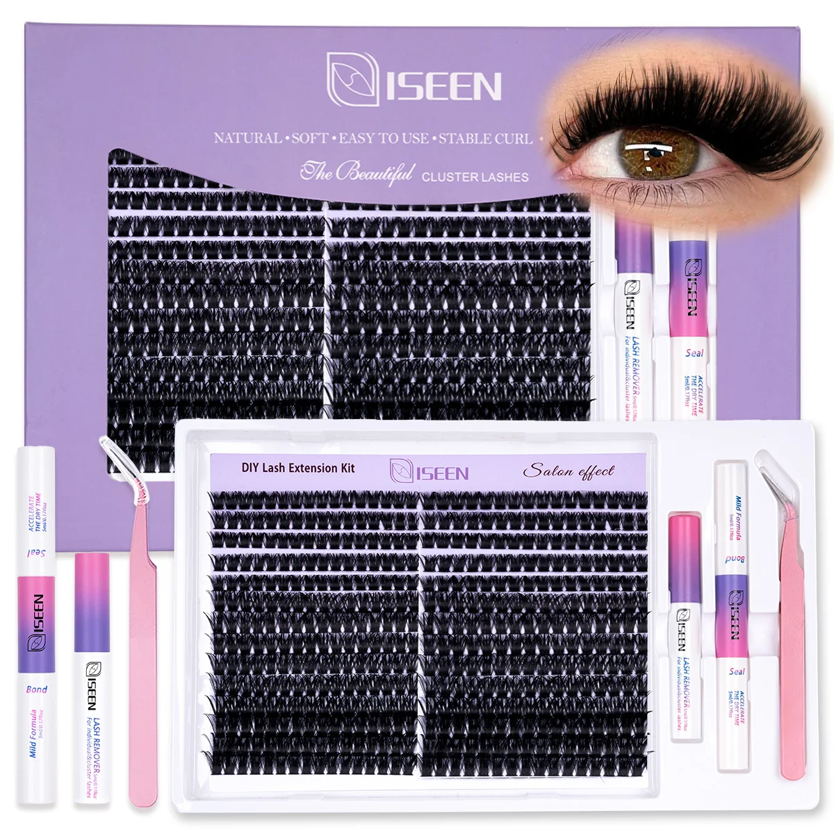 Eyelash Clusters Kit Large Capacity Wispy Lashes