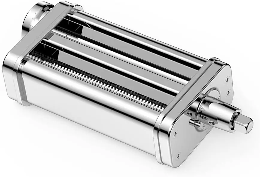 Stainless steel 2 in 1 Pasta Maker Attachment for all KitchenAid, Included Pasta Sheet Roller, Spaghetti Cutter,Cleaning Brush