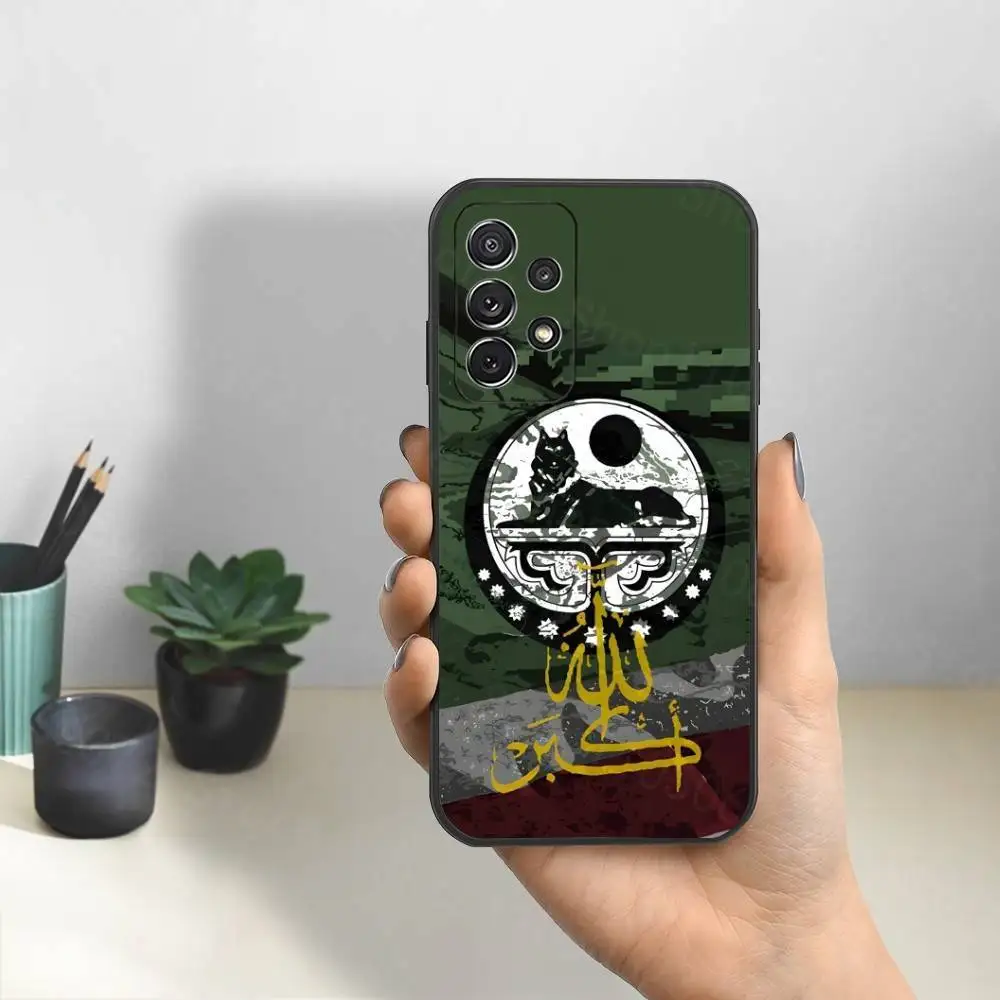 Bandeira arte c-chechen capa de telefone para samsung s25, s24, s23, s22, s21, s20, s10, ultra, plus, lite, fe, capa preta de silicone macio