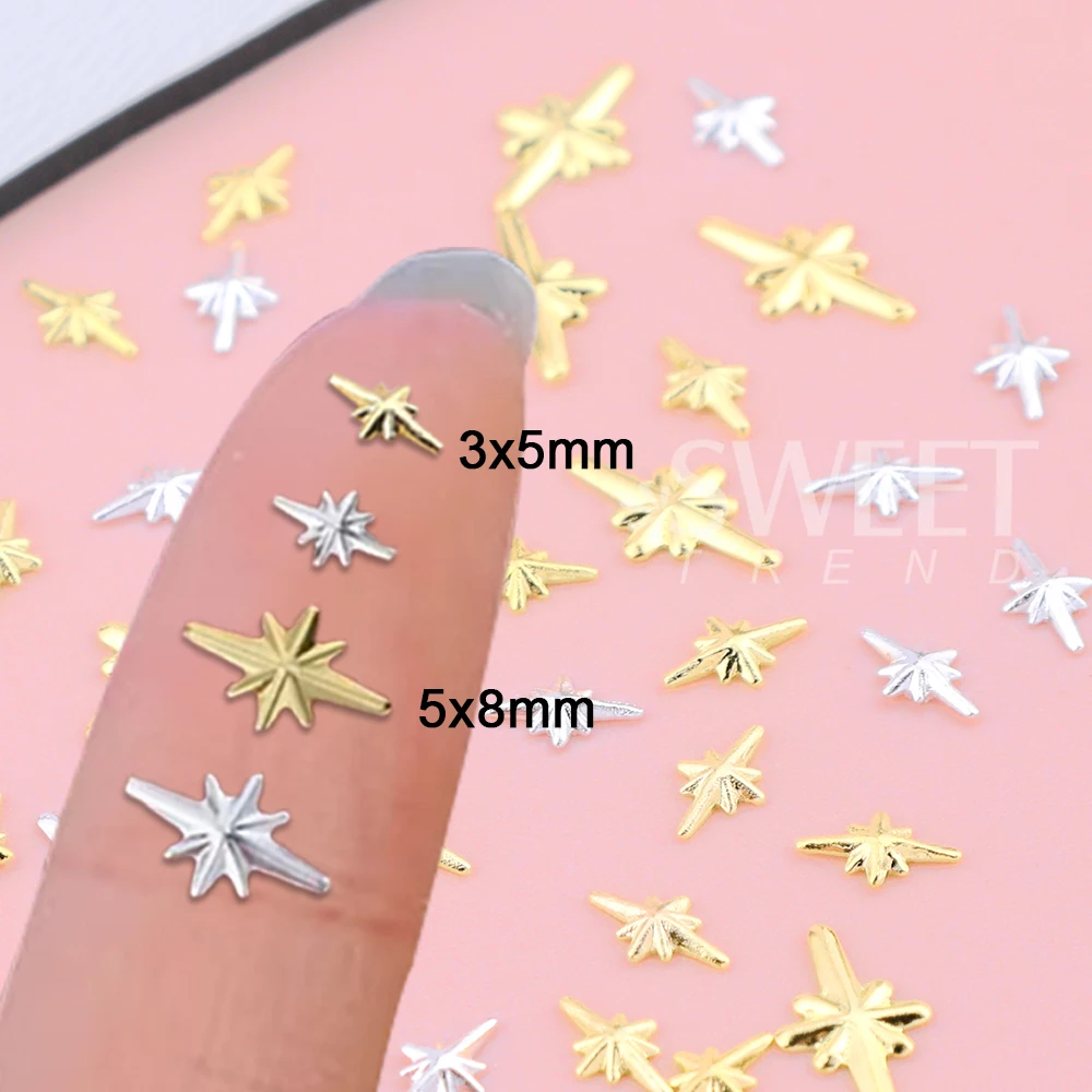 อุปกรณ์ตกแต่งเล็บรูปดาวสีทองเงิน 1/3 กล่อง  อะไหล่ตกแต่งเล็บรูปดาว  จี้เล็บรูปดาว  จี้เล็บรูปหัวใจเล็กๆ  สำหรับตกแต่งเล็บ DIY