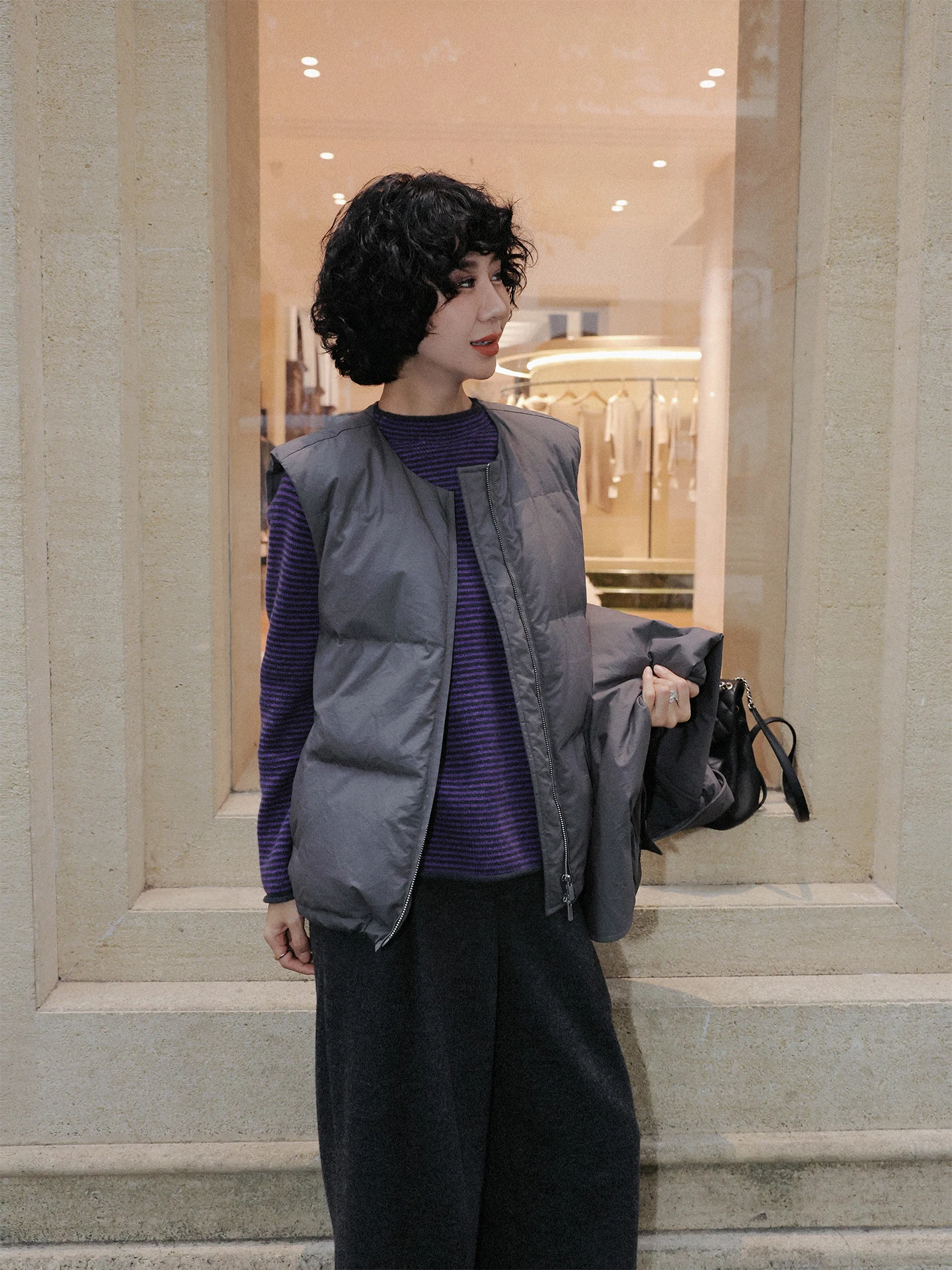 

Модный пуховый жилет и комплект из двух предметов: легкий теплый зимний костюм для женщин, повседневный свободный крой, хлопок, длинный рукав