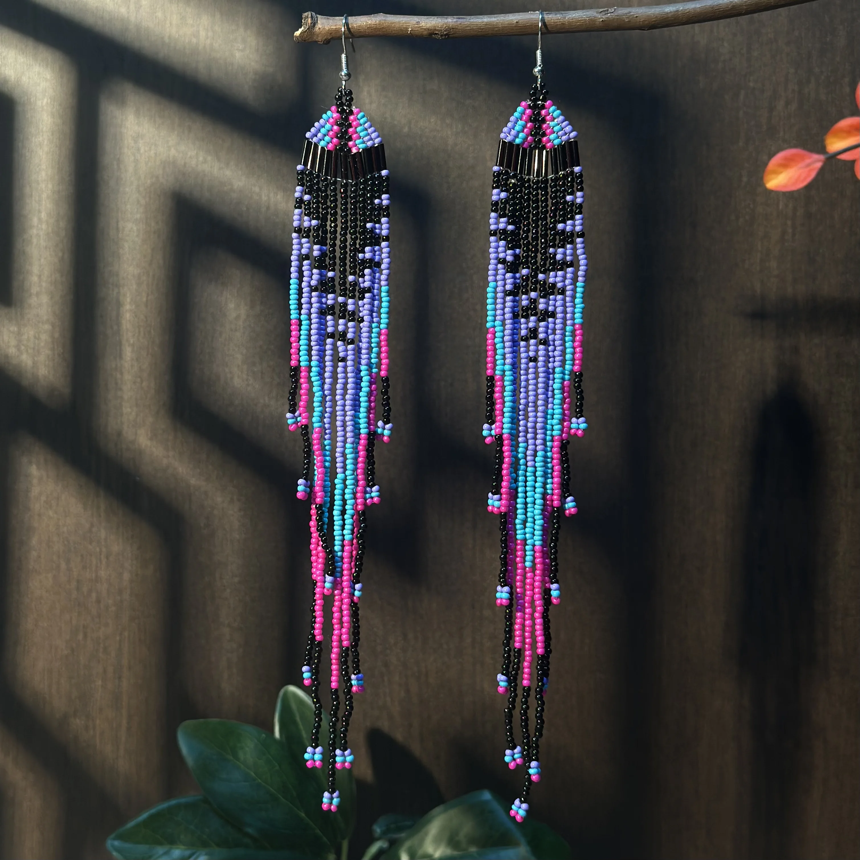 

Rice bead earrings Tassels Creativity Gradient color Bohemia Geometry Hand weaving Alloy Pattern Female Fashion Beaded earrings