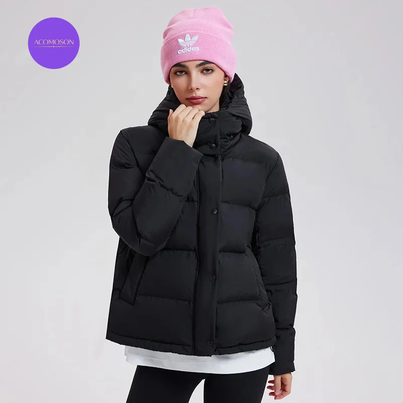 ACOMOSON EU US Size High Quality 95% White Duck Down Jacket Women Lightweight Puff Windproof Warm Hooded Down Jacket